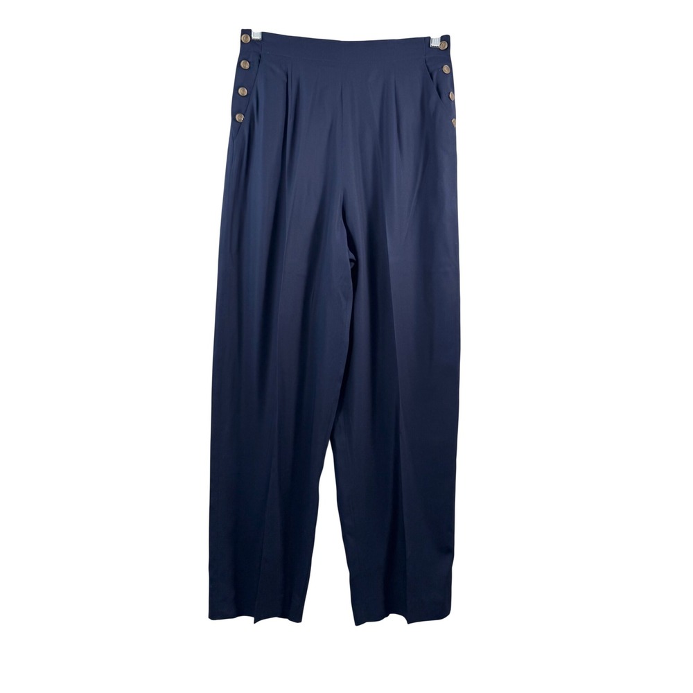 VTG Lauren Ralph Lauren Navy Sailor Pants relaxed pleated preppy academia sz 8